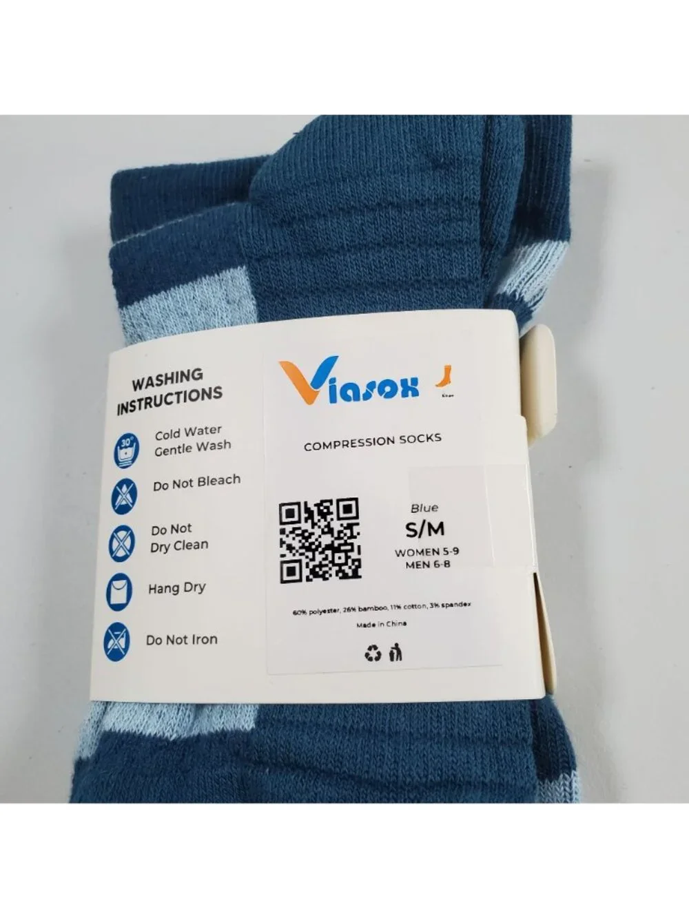 Viasox Easy Stretch Compression Socks Women Size S - M NWT Blue Bamboo Blend